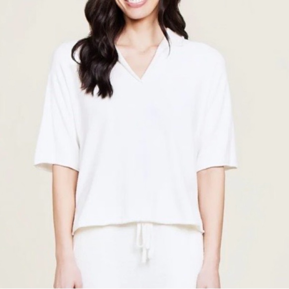 Barefoot Dreams CozyChic Ultra Lite Collared Short Sleeve - Size L - NWT